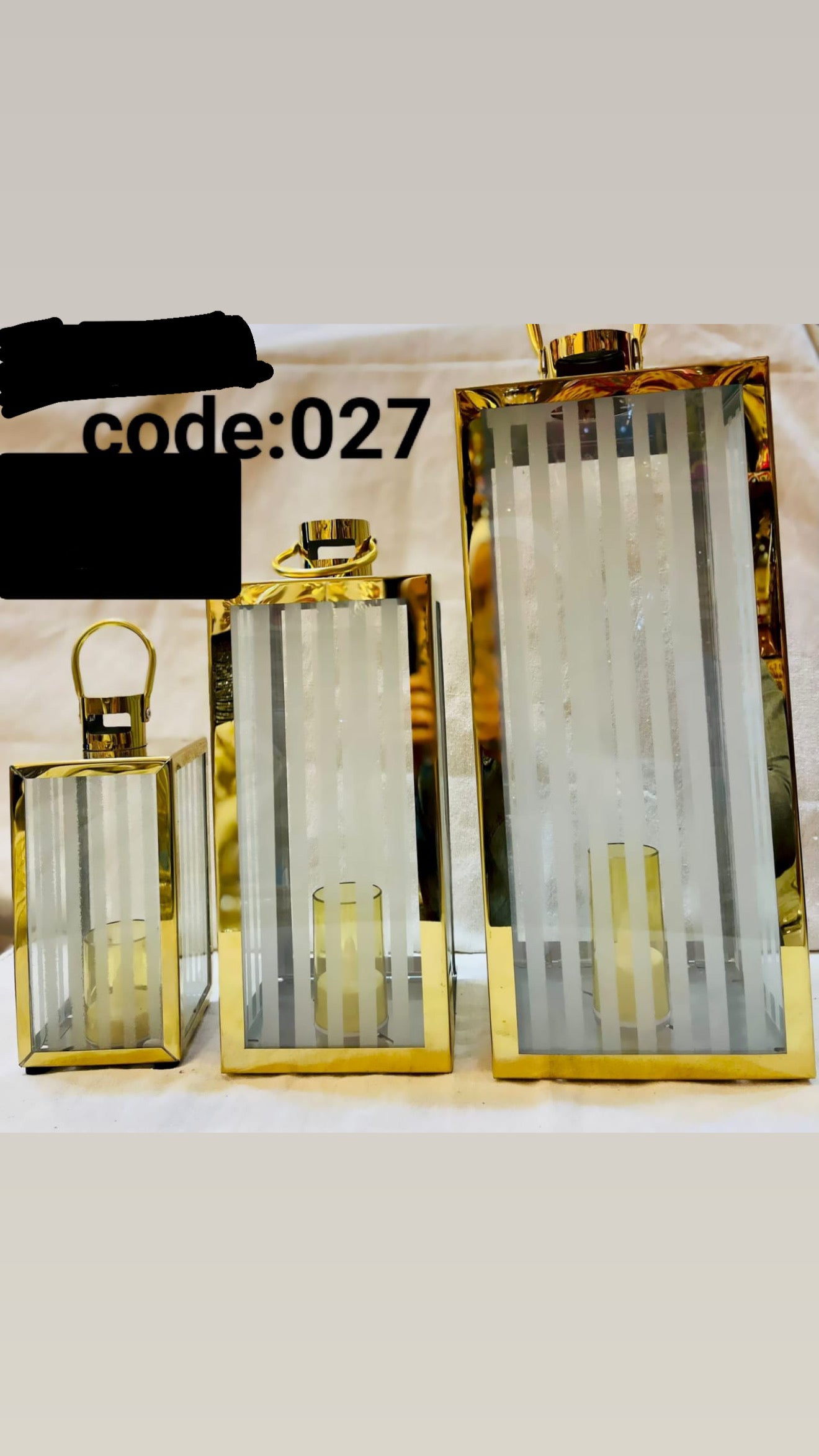 Golden Decorative Candle Lantern Set